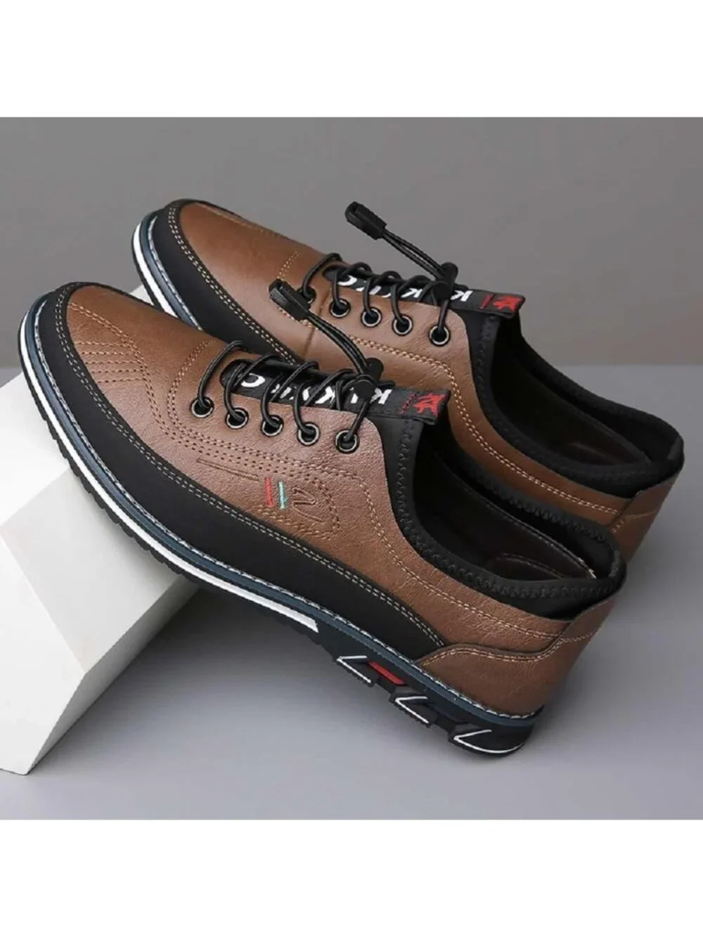 Men's Brown Textured Pebbled Leather Lace-up Pointed Toe Driving Loafers Shoes